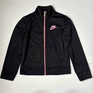 Nike Black Jacket with Pink Accents Kids 5-6 Years Zip-Up